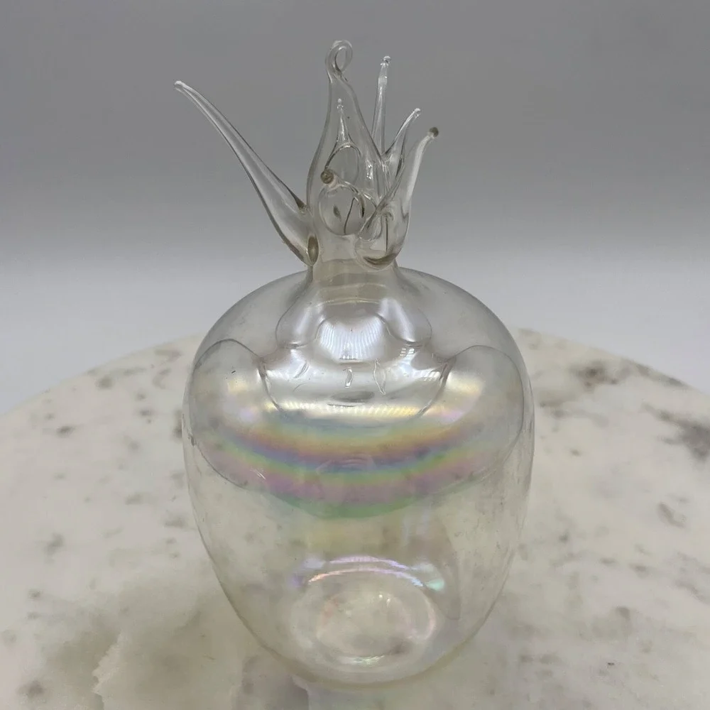 Set of 2‎ Vintage Hand Blown Iridecent Pineapple Ornaments